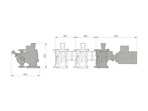 Assembly dimensions LEWA ecosmart multiplex pump